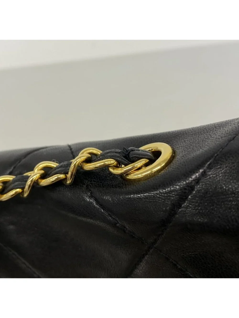 Chanel Shoulder Bag Lambskin Black Gold